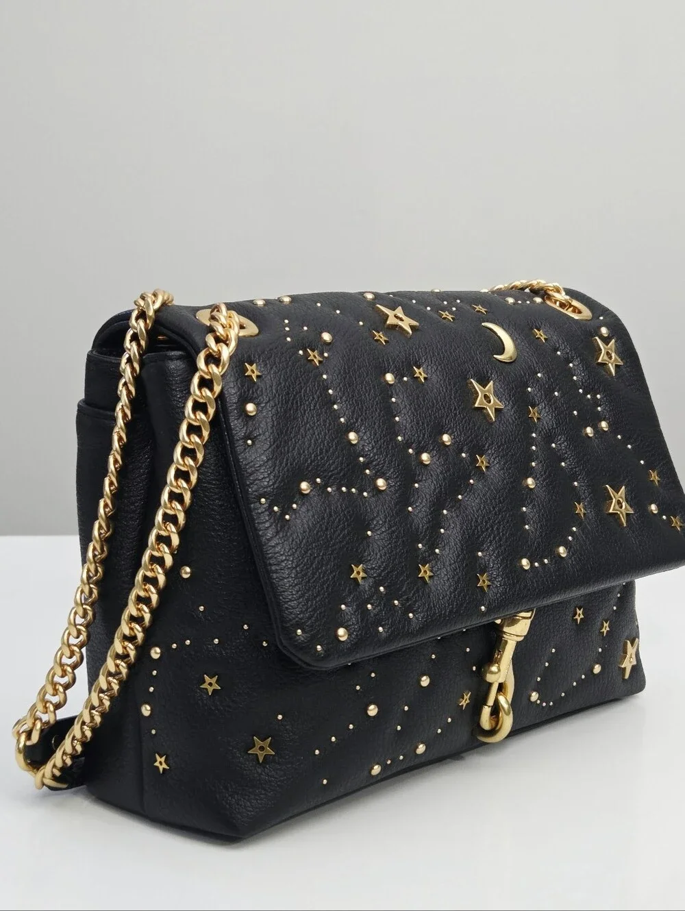 LIKE NEW REBECCA MINKOFF EDIE FLAP SHOULDER BAG WITH CELESTIAL STUDS